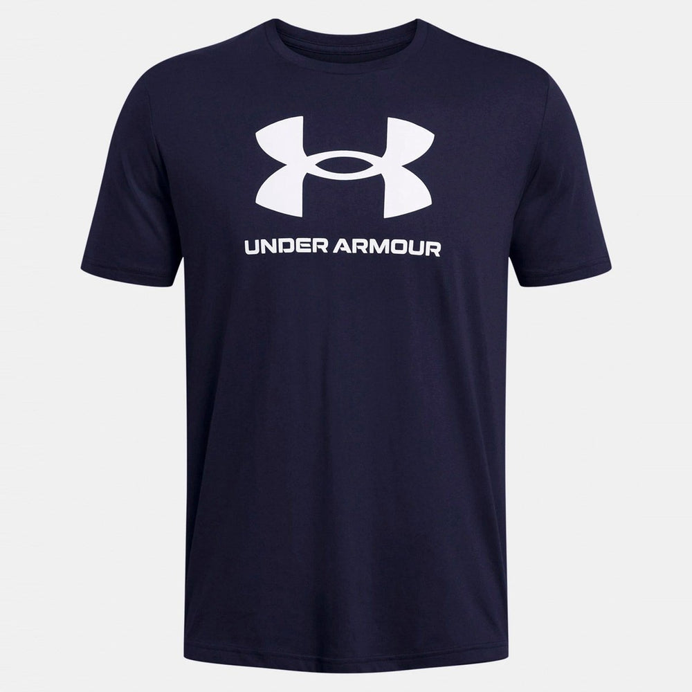 Under armour ua sportstyle logo update ss-blu heren sportshirt - academy - wit
