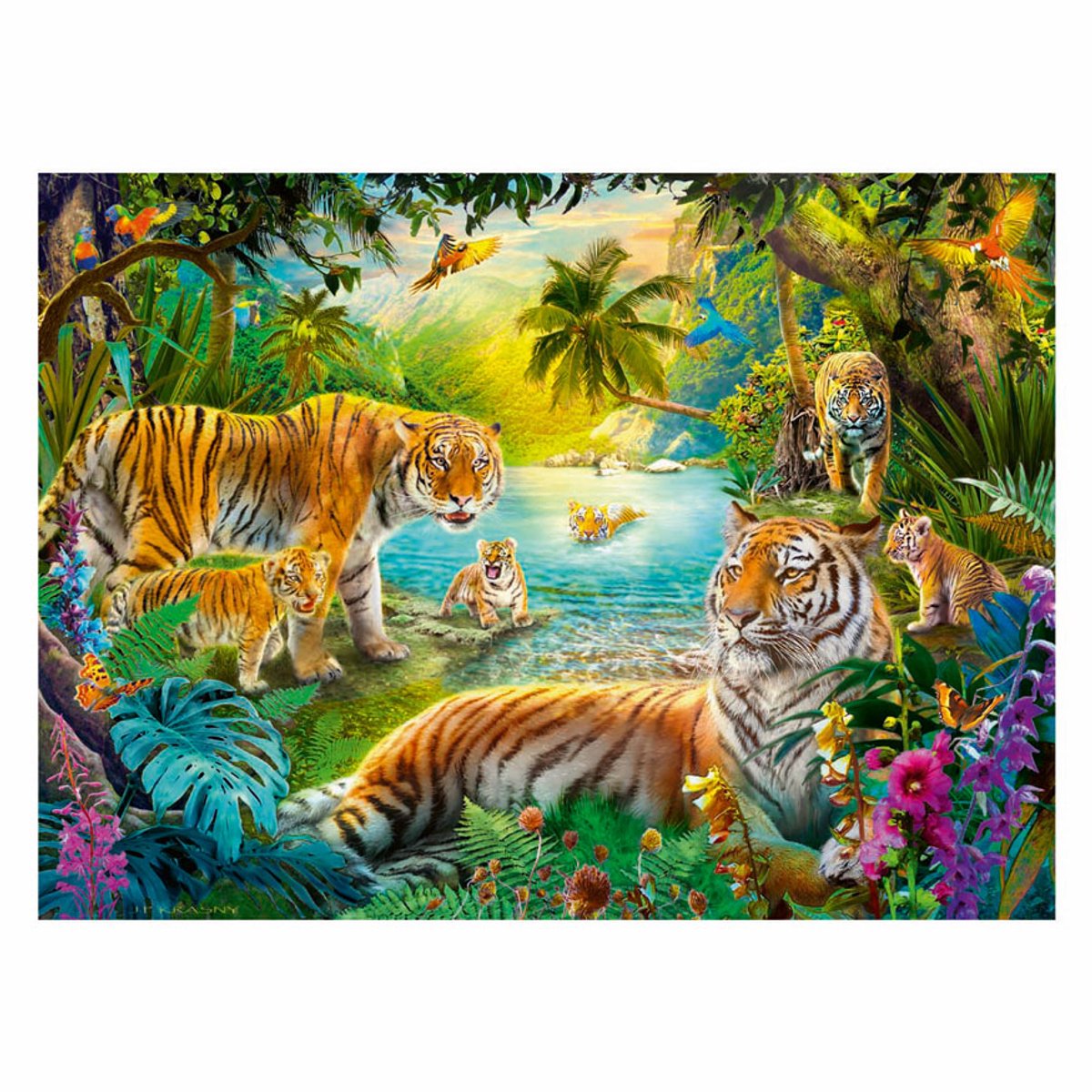 Ravensburger puzzel tijgers in de oase - 500 stukjes puzzel.
