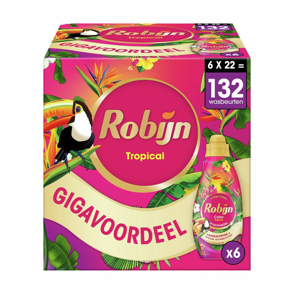Robijn klein krachtig collections vloeibaar wasmiddel - tropical - 6 x 22 wasbeurten