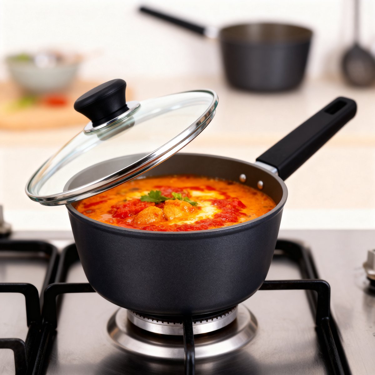 Alpina steelpan 16 cm – keramische sauspan – inductie pan – pfas vrij – 1,3 liter – aluminium