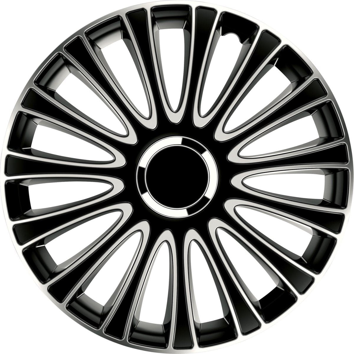 Carpoint wieldoppen le mans pro 13 inch abs zwart zilver set van 4