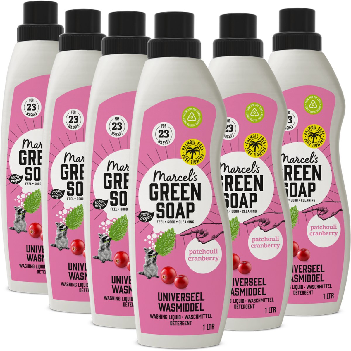 Marcel's green soap universeel wasmiddel - patchouli cranberry - 6 x 1l - 138 wasbeurten