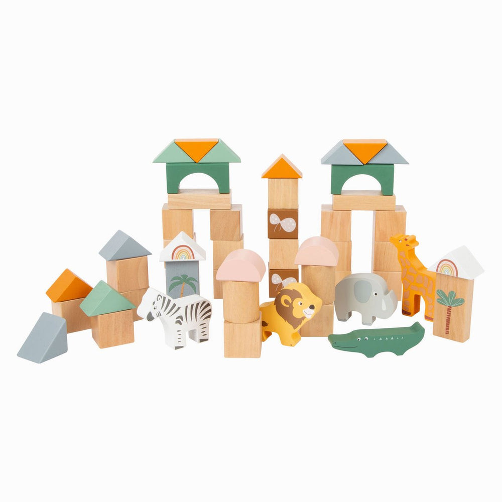 Small Foot - wooden building blocks safari, 50 pcs.