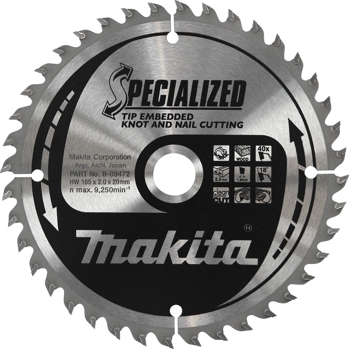 Makita cirkelzaagblad voor hout | specialized: noest spijker | ø 235mm asgat 30mm 20t - b-09379