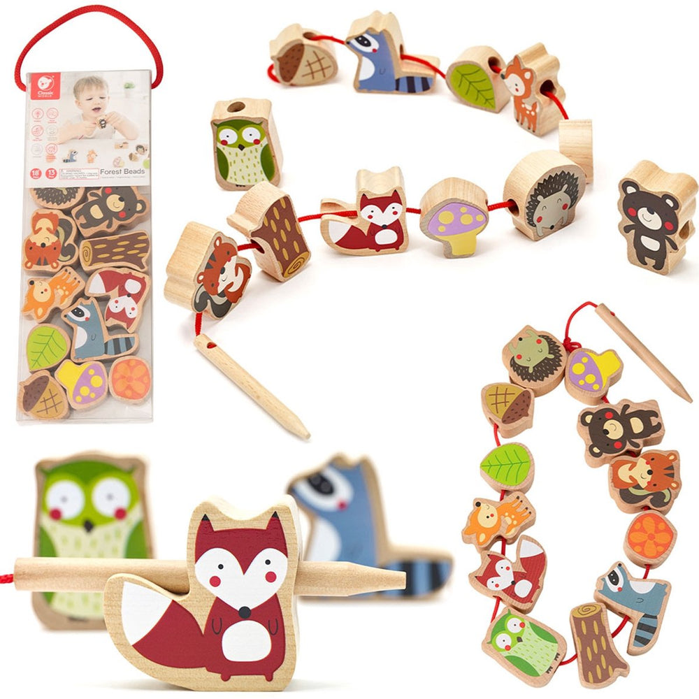 Classic world houten rijgkralen bosdieren