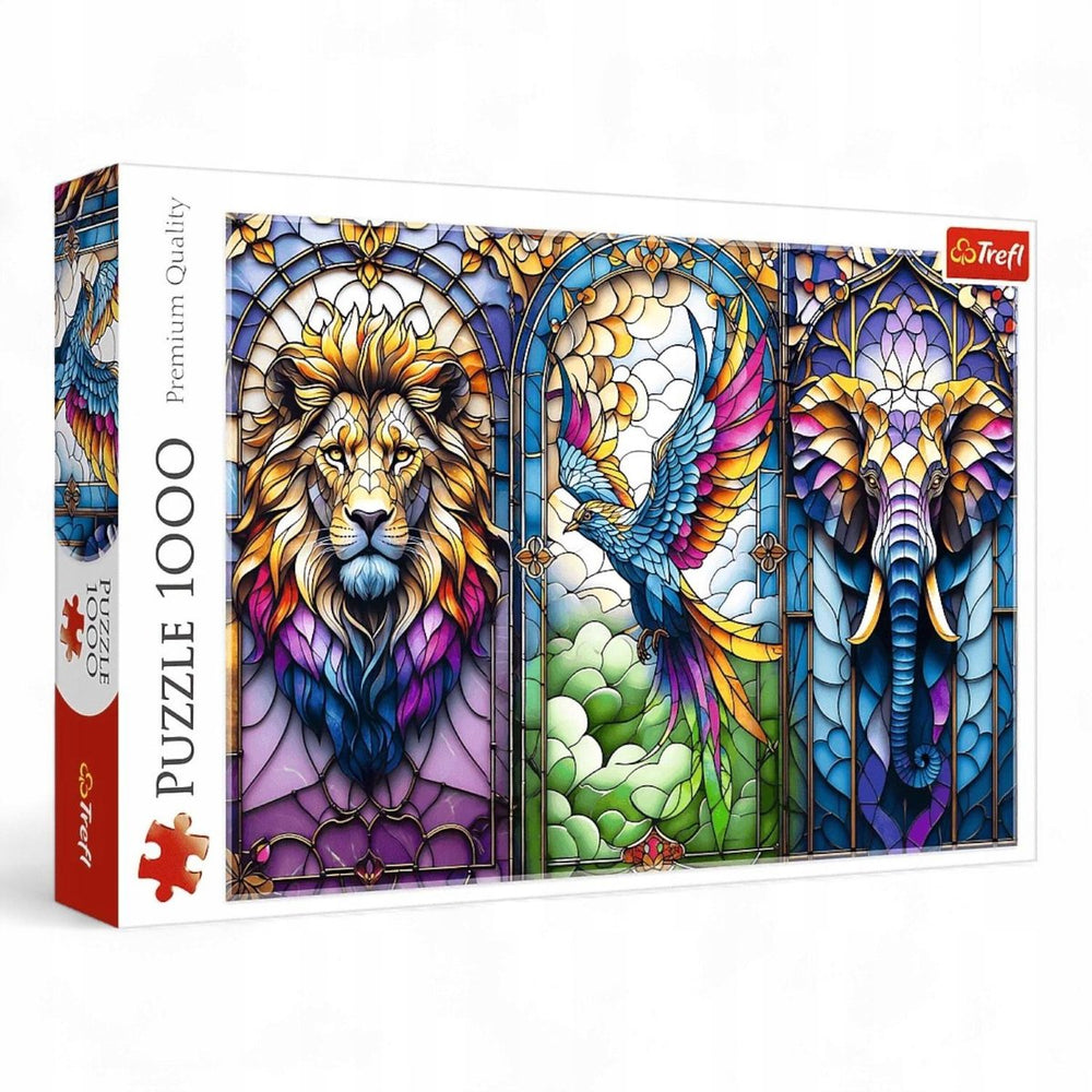 Trefl puzzel dieren glas-in-lood 1000 stukjes kleurrijk speelgoed.