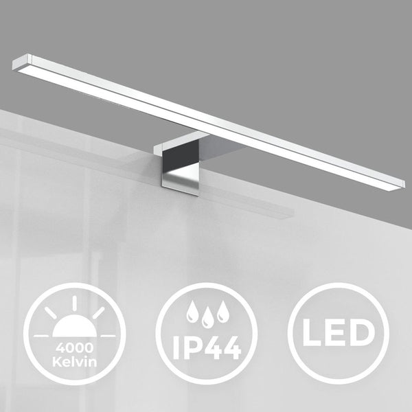 B.k.licht - led spiegellamp - wandlamp met chroom kleur - badkamerverlichting - l:60cm - ip44 - 4.000k - 8w