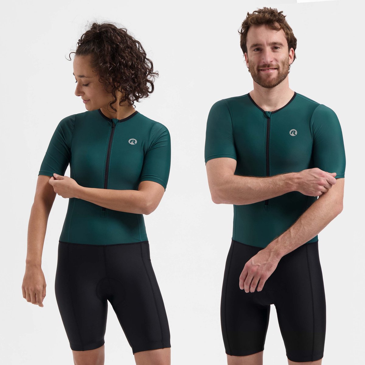 Rogelli florida trisuit met korte mouwen - triatlonpak voor dames en heren - ademend, sneldrogend - zwart teal - maat xs