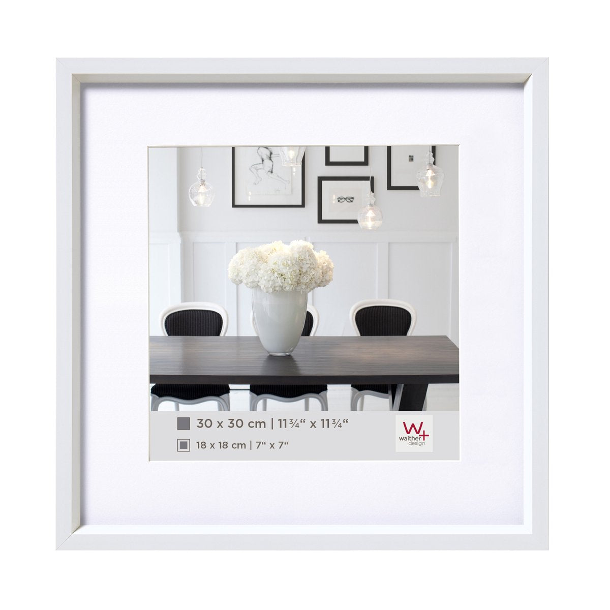 Walther steel style - kunststof lijst - fotoformaat 20x20 cm - wit