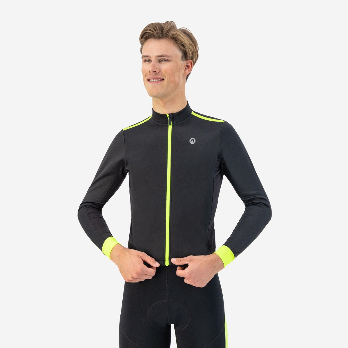 Rogelli core fietsshirt heren - lange mouwen - zwart fluorgeel - xxl