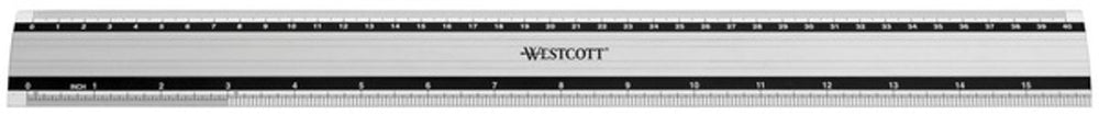Westcott liniaal - 40 cm 16 inch - aluminium - met anti slip - ac-e10192