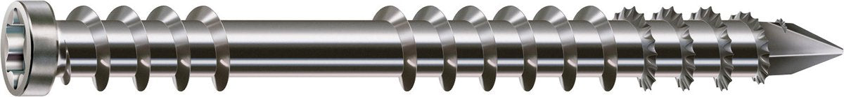 Spax terrasschroef, 5 x 60 mm, 180 stuks, fixeerschroefdraad, cilinderkop, t-star plus t25, cut-punt, roestvast staal a2 - 8000000276606