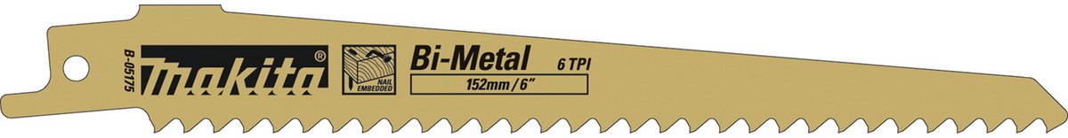 Makita b-05175 bim reciprozaagblad - 152 x 1,25 x 6tpi - hout metaal (5st)