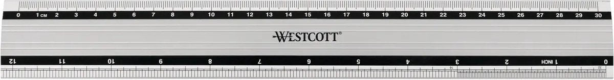 Westcott liniaal - 50 cm 19 inch - aluminium - met anti slip - ac-e10193