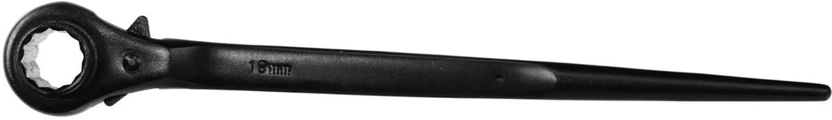 Geko steigerbouwer ratelsleutel - 19 22 mm - lange steel - zwart geoxideerd