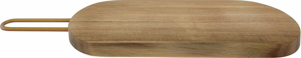 Point-virgule snijplank - serveerplank uit acaciahout met koperen handvat - 40x12x2cm