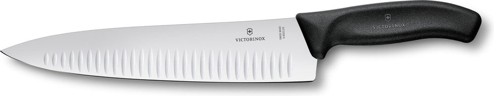 Victorinox swiss classic koksmes - 25cm - kuiltjes - fibrox - zwart