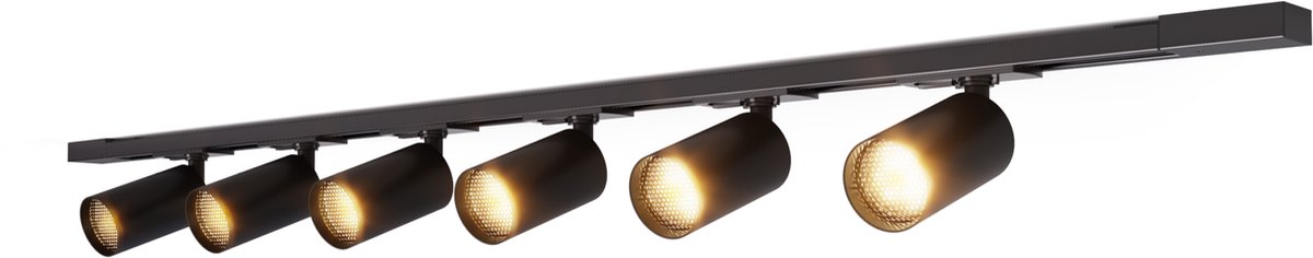 Calex railverlichting - 2 meter - gu10 fitting - 6 spots - opbouwspot - mat zwart - 1 fase