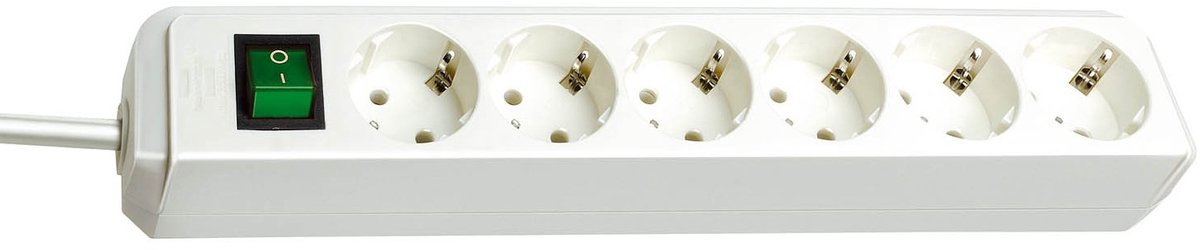 Brennenstuhl eco-line met schakelaar 6-voudig wit 3 m h05vv-f 3g1,5