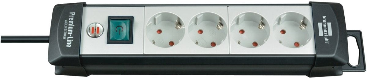 Brennenstuhl premium-line stekkerdoos 4-voudig zwart lichtgrijs 1,8m h05vv-f 3g1,5