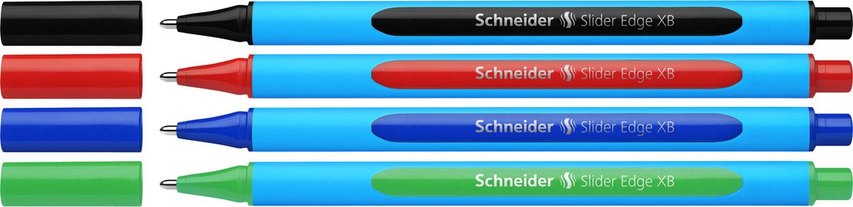 Schneider schrijfwaren schneider balpen - slider edge - 4 stuks - basic kleuren - s-152273