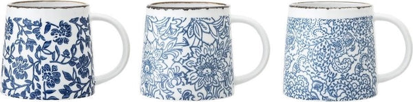 Bloomingville mok aardewerk blauw molly - set van 3