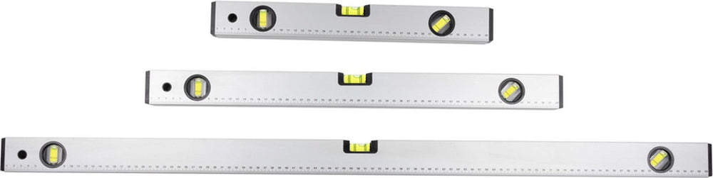 Kinzo waterpassen - waterpas set 40 60 100 cm - 0° 45° 90° - aluminium - grijs