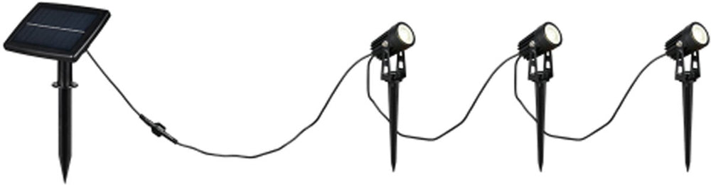 Rl live your light reality obidos - spot - zwart mat - incl. 3x smd 0,5 w - schemersensor - usb-aansluiting - helderheid instelbaar - oplaadbaar - zonne-energie - 4000k - hybrid solar - oplaadbaar - buitenverlichting - ip44