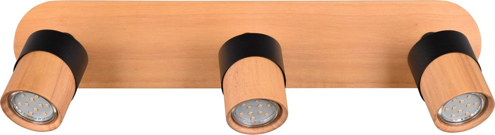 Trio aruni - spot - houtkleurig met zwart - excl. 3x gu10 4,5w