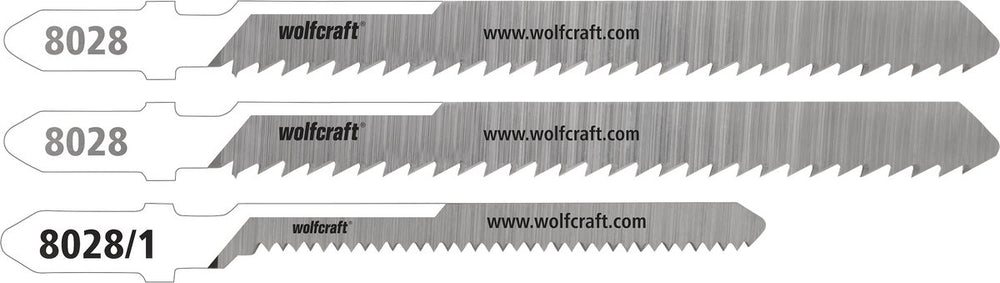 Wolfcraft - polycarbonaat golfplaat decoupeerzaagbladen - 3 stuks - fijne rechte en bochtsnede - hcs- en bim met t-schacht – speciaal voor polycarbonaat platen - 8028000