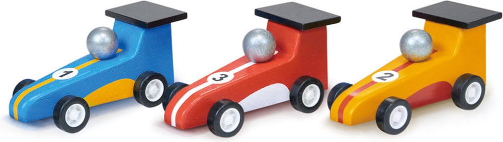 Mentari voertuigen - pull back racewagens - 9x4,2x4,1cm - 3 stuks - 3 jaar