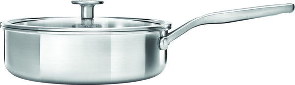 Kitchenaid multi-ply rvs hapjespan - ø 24cm 3,1l - met glazen deksel - inductie - pfas-vrij
