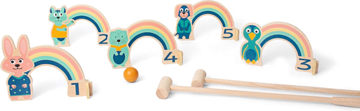 Bs speelgoed houten croquet spel regenboog