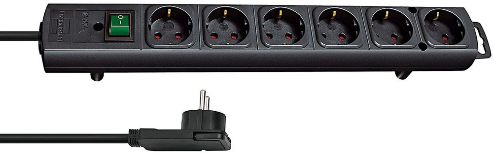 Brennenstuhl comfort-line plus stekkerdoos met platte stekker 6-voudig zwart 2m h05vv-f 3g1,5