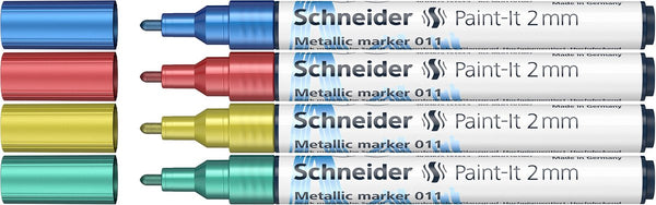 Schneider schrijfwaren schneider metallic marker - paint-it 011 - lijnbreedte 2mm - 4 stuks - s-ml01111502