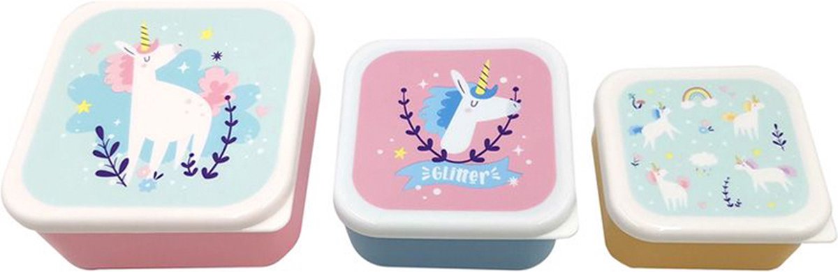 Set 3 lunchboxen sml eenhoorn magie
