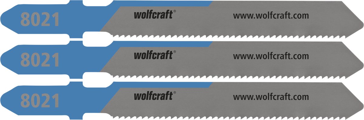 Wolfcraft - 3 decoupeerzaagbladen voor staal tot 3 mm - fijne snede - hss met t-schacht – ideaal voor staalplaat - 8021000