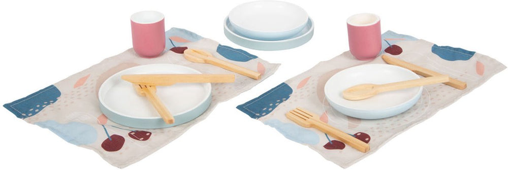 Small foot - wooden cutlery set with placemats, 18 pcs.