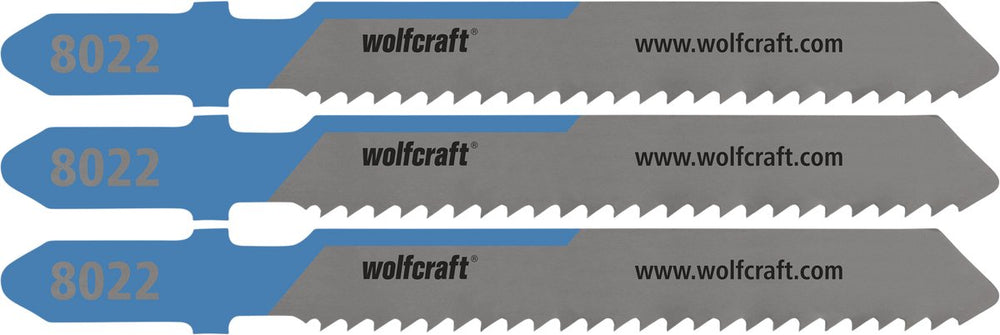 Wolfcraft - staal decoupeerzaagbladen 6 mm - 3 stuks - fijne snede - decoupeerzaagblad hss t-schacht - 8022000