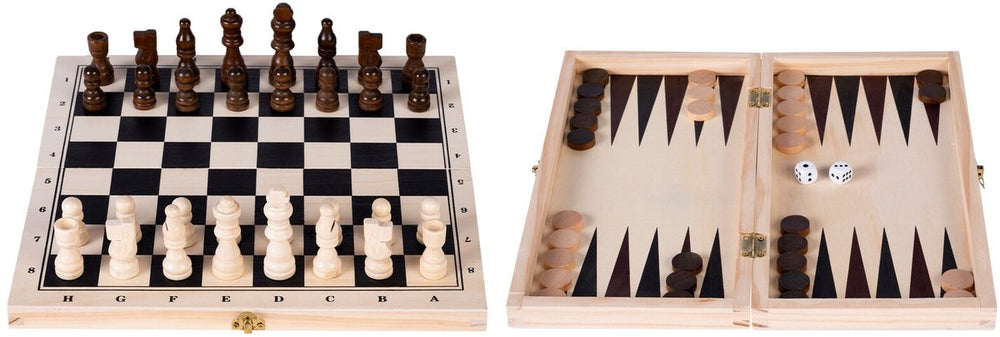 Engelhart schaak backgammon cassette hout 30x16x4 cm | 2 stuks