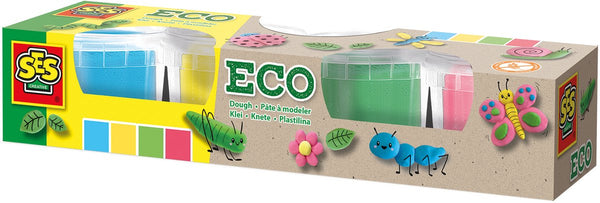 Ses creative - eco klei - basiskleuren (4x90g) - vegan en glutenvrij - herbruikbaar - uitwasbaar - vanaf 2 jaar