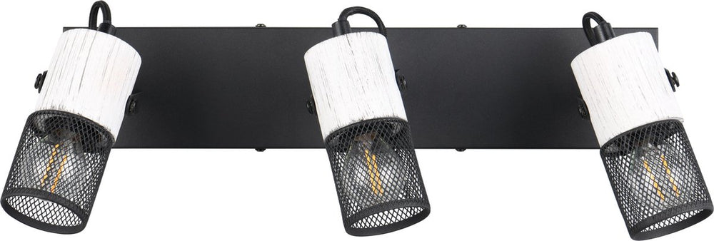 Trio tosh - spot - zwart-wit - excl. 3x e14 40w - plafondspot- houten elementen in wit