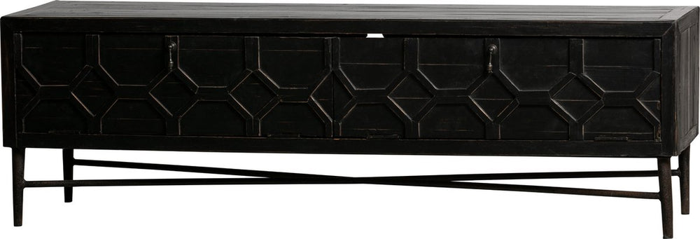 Woood bequest tv meubel salon tafel - mangohout - zwart - 50x160x45 cm