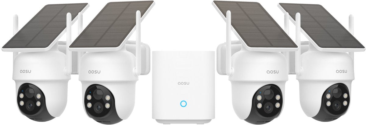 Aosu solarcam d1 classic kit - 4 beveiligingscamera's met 2k resolutie - 360° zicht ai tracking