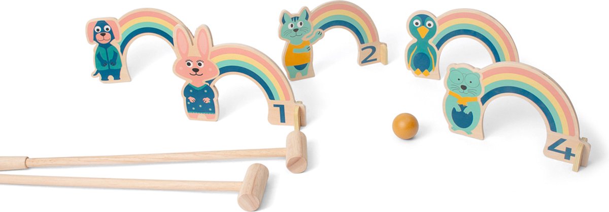 Bs speelgoed houten croquet spel regenboog