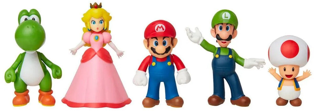 Jakks nintendo super mario friends verzamelbare figuurtjes, 5-pack, meerkleurig, plastic, unisex