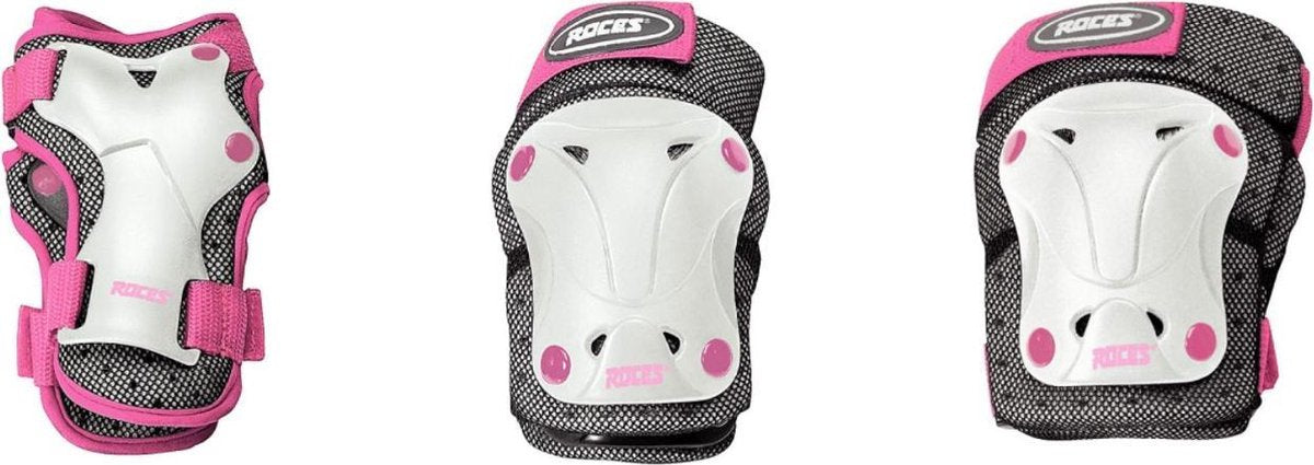 Roces - ventilated skatebescherming 3-pack - kinderbescherming - wit roze - maat m