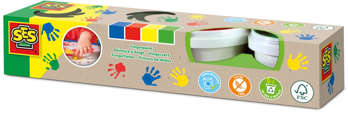 Ses creative ses eco vingerverf, 4 kleuren
