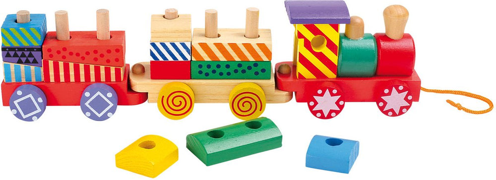 Small foot - wooden stacking block train, 16 pcs.