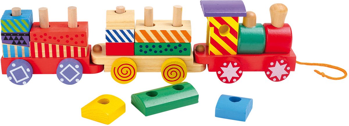 Small foot - wooden stacking block train, 16 pcs.